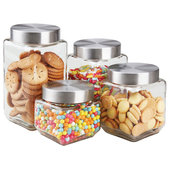 Airtight Mosaic & Glass 3 Piece Canister Set 8.5 to 12.5 Tall w