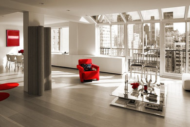 Living room - scandinavian living room idea in New York