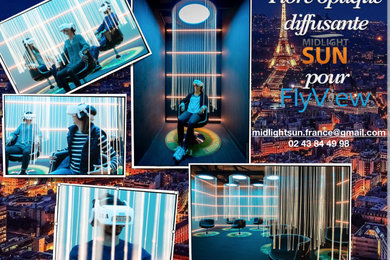 Rideaux lumineux en fibre optique diffusante pour FLYVIEW PARIS