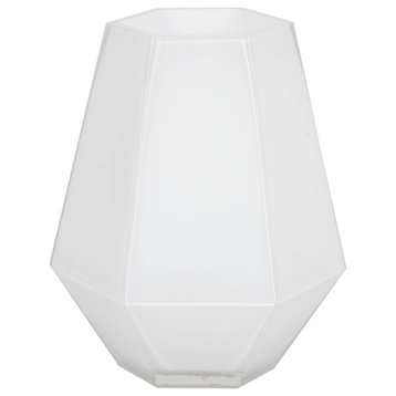 8.6" White Hexagon Glass Vase
