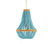 Blue and Red Wood Beaded Chandelier With Yellow Accents