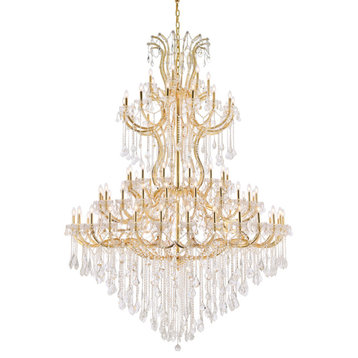 Elegant Lighting 2800G96/RC Maria Theresa 86 Light 72"W Crystal - Gold