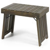 Eugene Outdoor Acacia Wood Folding Side Table, Gray Finish