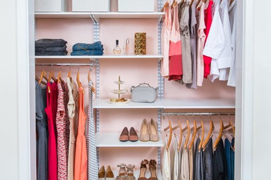 Closet - transitional medium tone wood floor and beige floor closet idea in Cincinnati