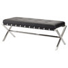 Nuevo Auguste 47.25" Faux Leather Tufted Bench in Black