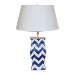 Navy Bargello Lamp - Table Lamps
