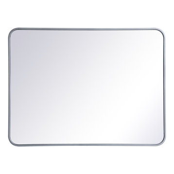 Ellis Soft Corner Metal Rectangular Mirror, Silver, 27"x36"