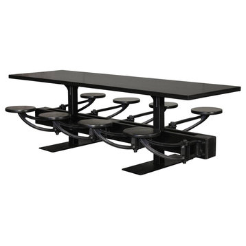 All Black Cafe Table With Attached Swing out Seats