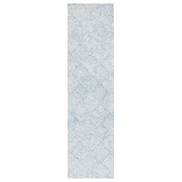 Safavieh Abstract Collection, ABT428 Rug, Blue/Ivory, 2'3"x9'