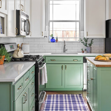 Green and White Kitchen