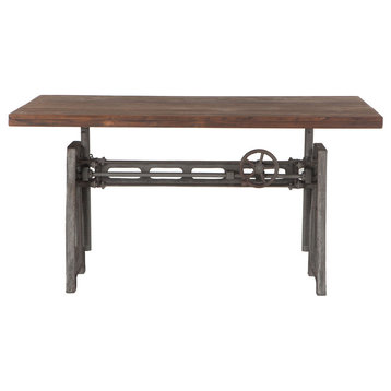 Artezia 60-Inch Reclaimed Teak Wood Desk with Adjustable Crank