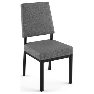 Amisco Avery Dining Chair, Grey Woven Fabric / Black Metal