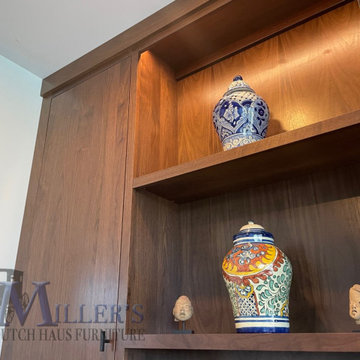 Modern Walnut Entertainment Unit Shelving Detail