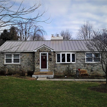 Bucksin Standing Seam Metal Roof on Home with Stone Siding in West Chester, PA