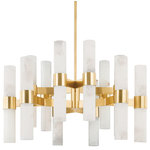 Hudson Valley Lighting - Stowe 24 Light Chandelier - A modernization of a traditional silhouette, Stowe features alabaster tubes wrapped at the center by a band of Aged Brass. The sconce mounts the cylindrical shade on a straightforward metal backplate while the 24-light chandelier arrays the shades in pairs around a center point at varying depths and heights adding dimension and a sculptural feel.