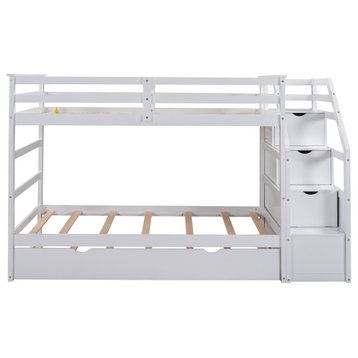 Gewnee Twin-Over-Twin Bunk Bed with Twin Trundle in White
