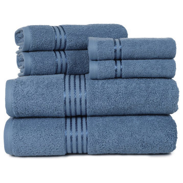 100% Cotton Hotel 6 Piece Towel Set by Lavish Home, Light Blue