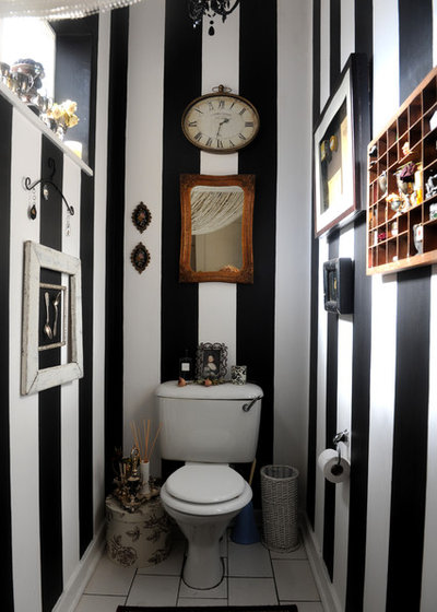Eclectic Powder Room Guest Bathroom Stripes