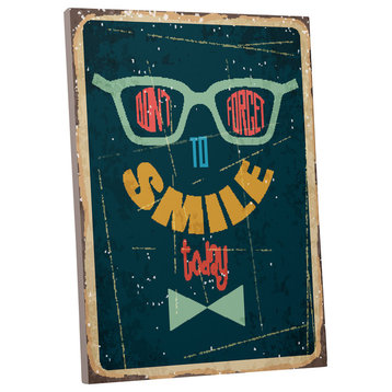 Vintage Sign "Don't Forget to Smile" Gallery Wrapped Canvas Art, 45"x30"