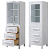 Linen Tower, White With Shelved Cabinet Storage and 3 Drawers