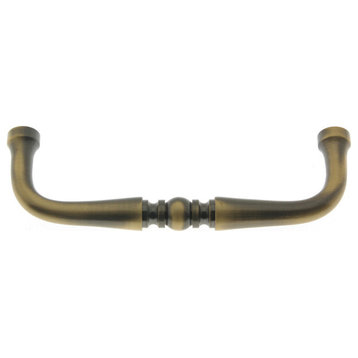 Genuine Solid Brass 3-1/2" c/c Colonial Pull, Antique Brass