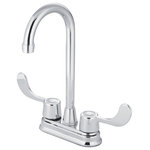 Kingston Brass - Kingston Brass Two-Handle Bar Faucet, Polished Chrome - The 4" centerset high-arch bar faucet is the perfect addition to your bar room or game room lavatory with its sleek body work and transitional look complementing other decor items. The swing blade lever for the hot and cold handles is ADA compliant and enables easy handling for turning the water on and off. The faucet uses the Duraseal washerless valve and is made from solid brass for durability and reliance.
