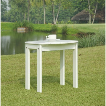 Linon Adirondack Sturdy Solid Acacia Wood Outdoor Side Table in White Stain