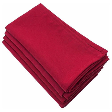 Classic Solid Color Everyday Design Cloth Napkin, Set of 4, Red