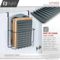STYLISH Silicone Drying Mat and Trivet, Dark Gray