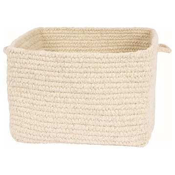 Colonial Mills Chunky Wool Basket, Square, Natural, 14"x14"x10"
