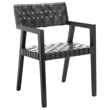 Salinda Leather Dining Chair set of 2 Black