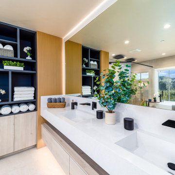 Bathroom vanity upgrade with improved lighting and storage