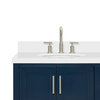 Ariel Magnolia 73" Oval Sinks Bath Vanity Carrara Marble Gray, Midnight Blue, 1.5" White Quartz