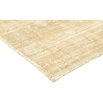 Beige Faux Silk Solid Contemporary Hand-Tufted 100% Viscose Area Rug, 10'x13'