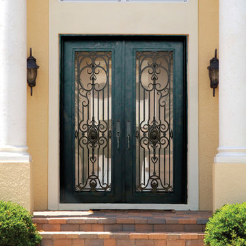 Entry Doors with Iron Detail