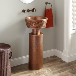GRAPE HAMMERED COPPER PEDESTAL SINK - Bathroom Sinks