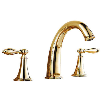 Mina Gold Widespread 3 Holes Double Knobs Bath Sink Faucet