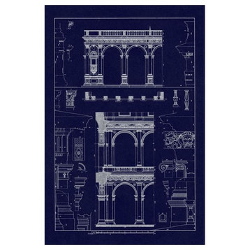 "Porch of Cathedral of Spoleto, Arcade from Palazzo Farnese" Paper Art, 34"x50"