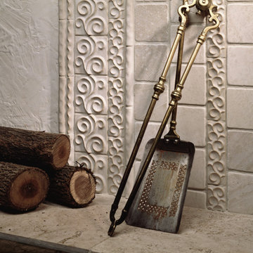 Ancient White Scrolling Vine Fireplace