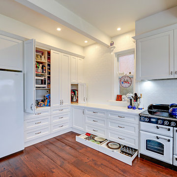 Hidden kitchen kickboard drawers