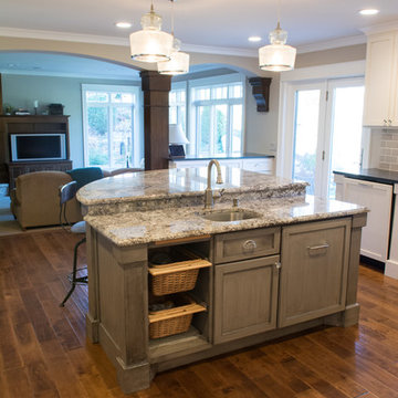 Kitchen, Dining, & Foyer with Handscraped Birch Hardwood