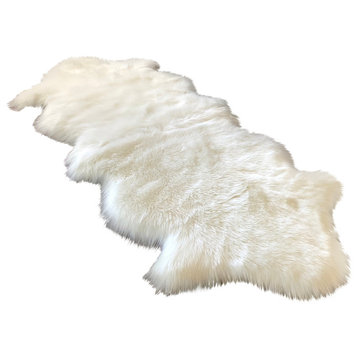 Super Soft Faux Sheepskin Silky Shag Rug, White, 2'x6'