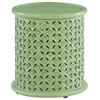 Linon Lainey Wood Hand Carved Side Table in Green