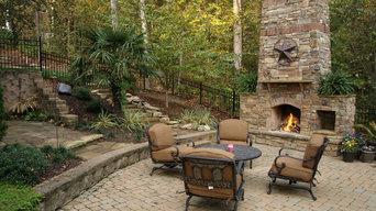 Outdoor Stone Fireplace and Stone Pathway
