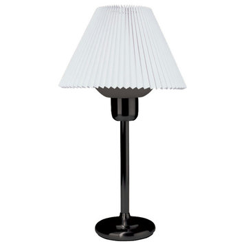 Black Table Lamp, White Shade, Frosted Glass Diffuser