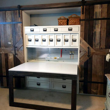 Hidden Fold Out Office Desk with Wall Control Pegboard