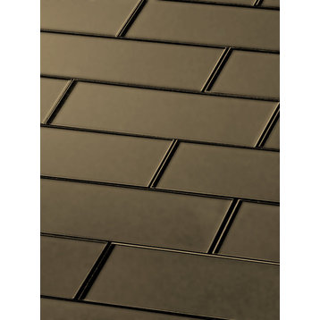 Forever 3 in x 12 in Glass Subway Tile in Matte Eternal Bronze