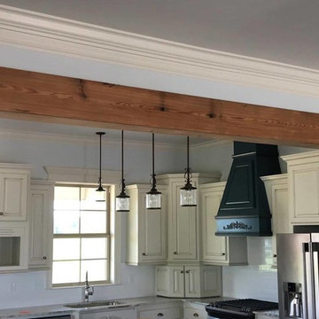 Hollow Box Beams and Mantel Compliment Transitional Home