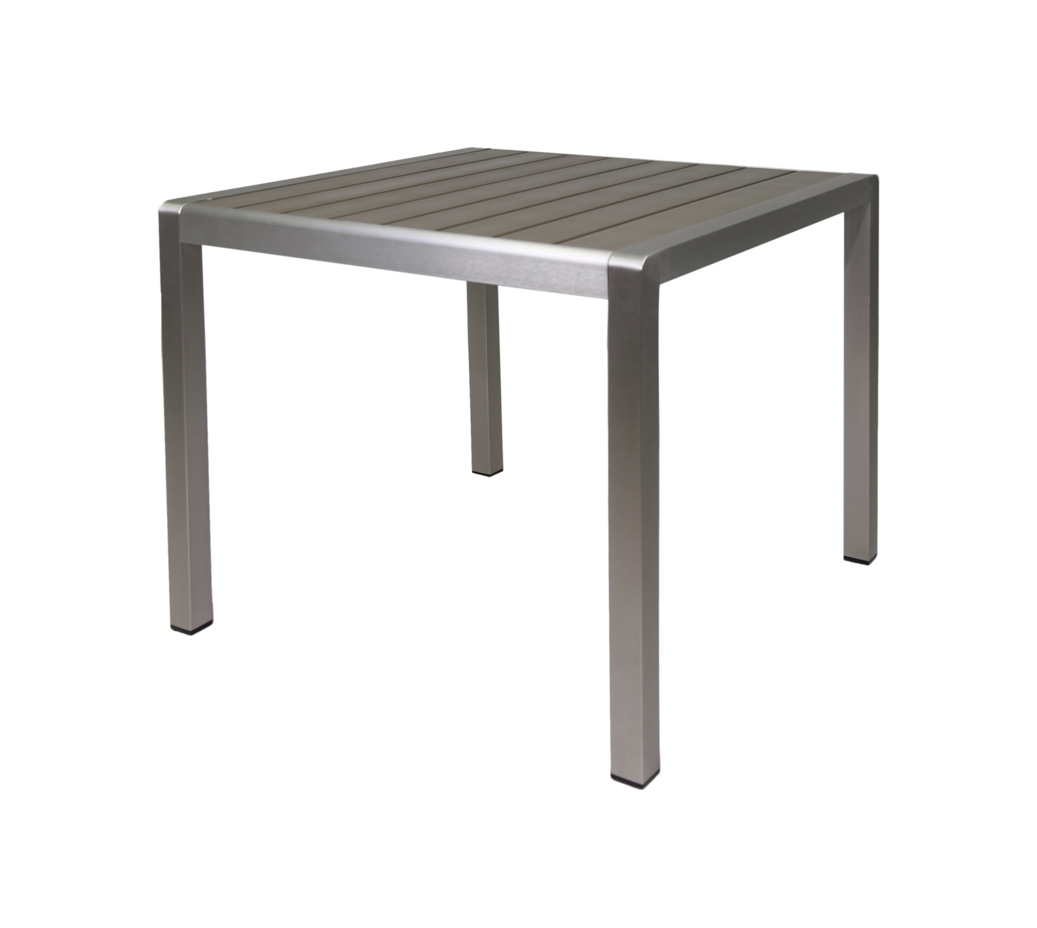Hallie Outdoor Anodized Aluminum Dining Table With Tempered Glass Table Top, Faux Wood