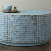 East at Main Cummings Blue Coconut Shell Inlay Round Coffee Table